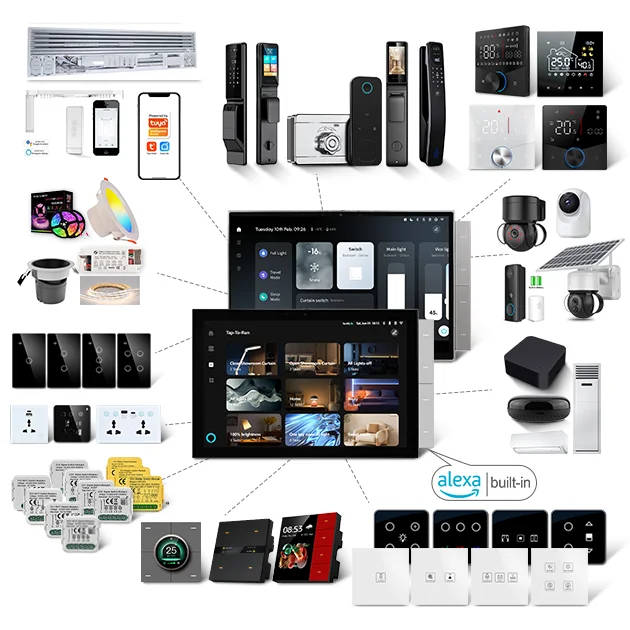 2025 Tuya Multi-function Smart Home Control Touch Screen In-wall Central Control Switch Panel With Zigbee Hub Gateway 10 Inch