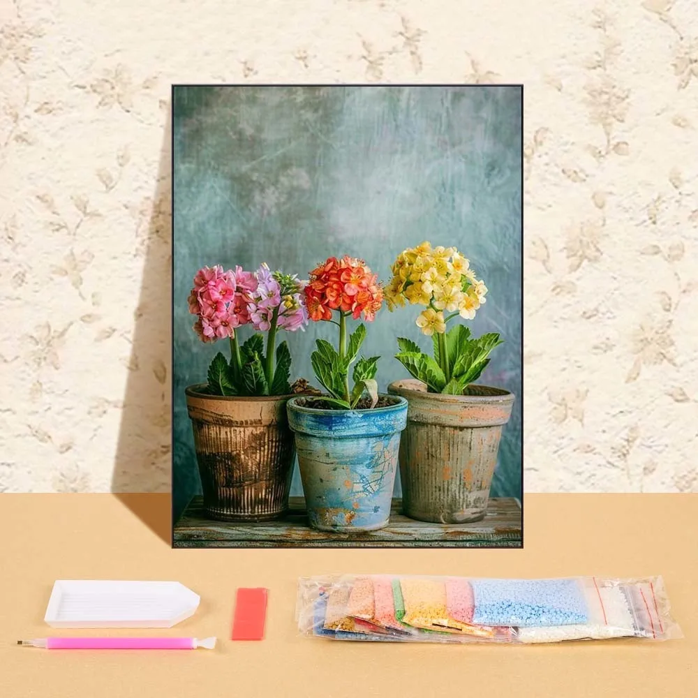 

Полный круглый алмазный живопись, цветочный горшок, картина из стразов, сделай сам, цветы, мозаика, Новое поступление, вышивка, настенное искусство для спальни