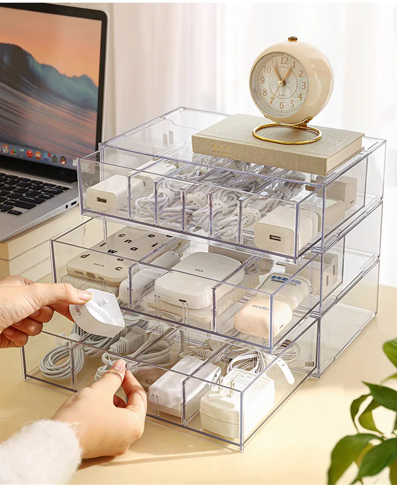 Plastic Desktop Data Cable Storage Box Plug Wire Organizer Computer Charger Power Cord Placement Rack