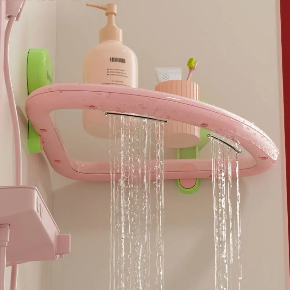 

Plastic Suction Cup Triangle Shelf Punch Free Dopamine Color Shower Organizer Drainable Wall Mounted Corner Storage Shelf