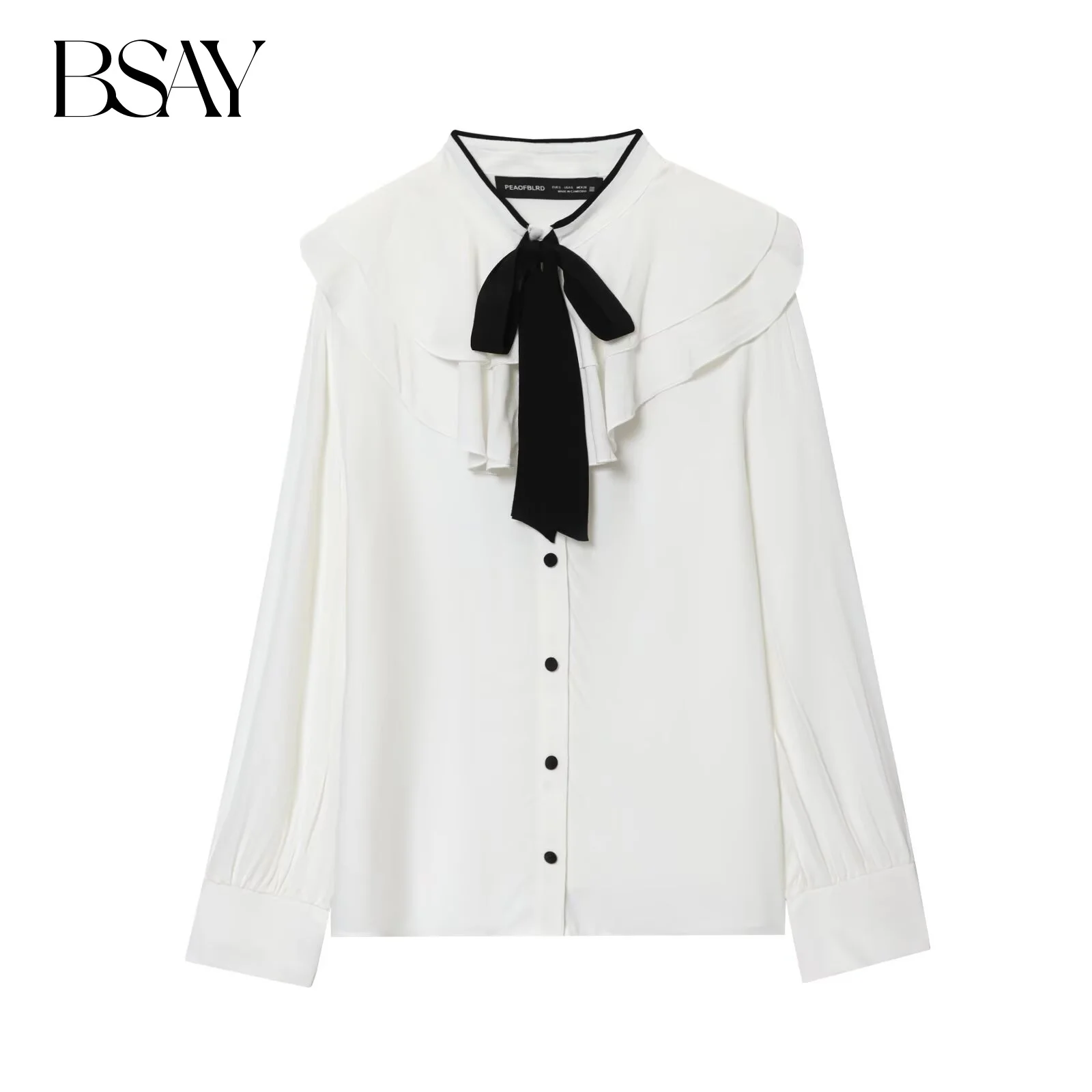 

BSAY многослойная белая рубашка с декоративным бантом, женская одежда, осень 202, блузки на пуговицах с длинными рукавами, шикарные офисные женские топы mujer