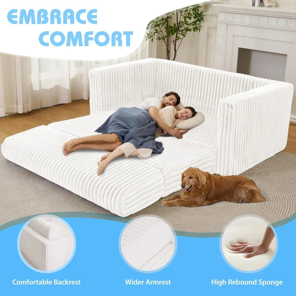 Convertible Sofa Bed, Portable Folding Chair with Armrests, Comfortable Multi-Purpose Floor Couch