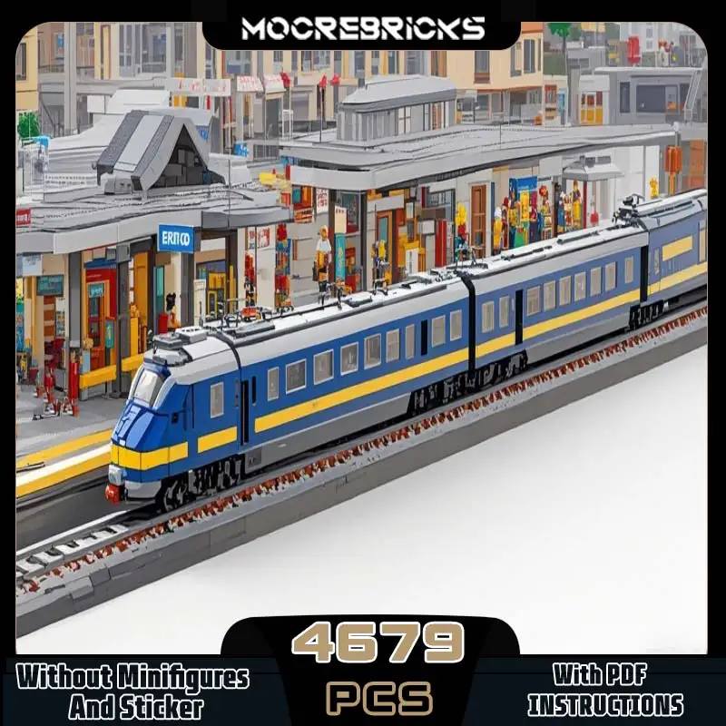 

Городская железная дорога Нидерланды NS Mat'57 Benelux Train MOC Building Block Пассажирский поезд в сборе Модель Технология Кирпичная игрушка Подарки