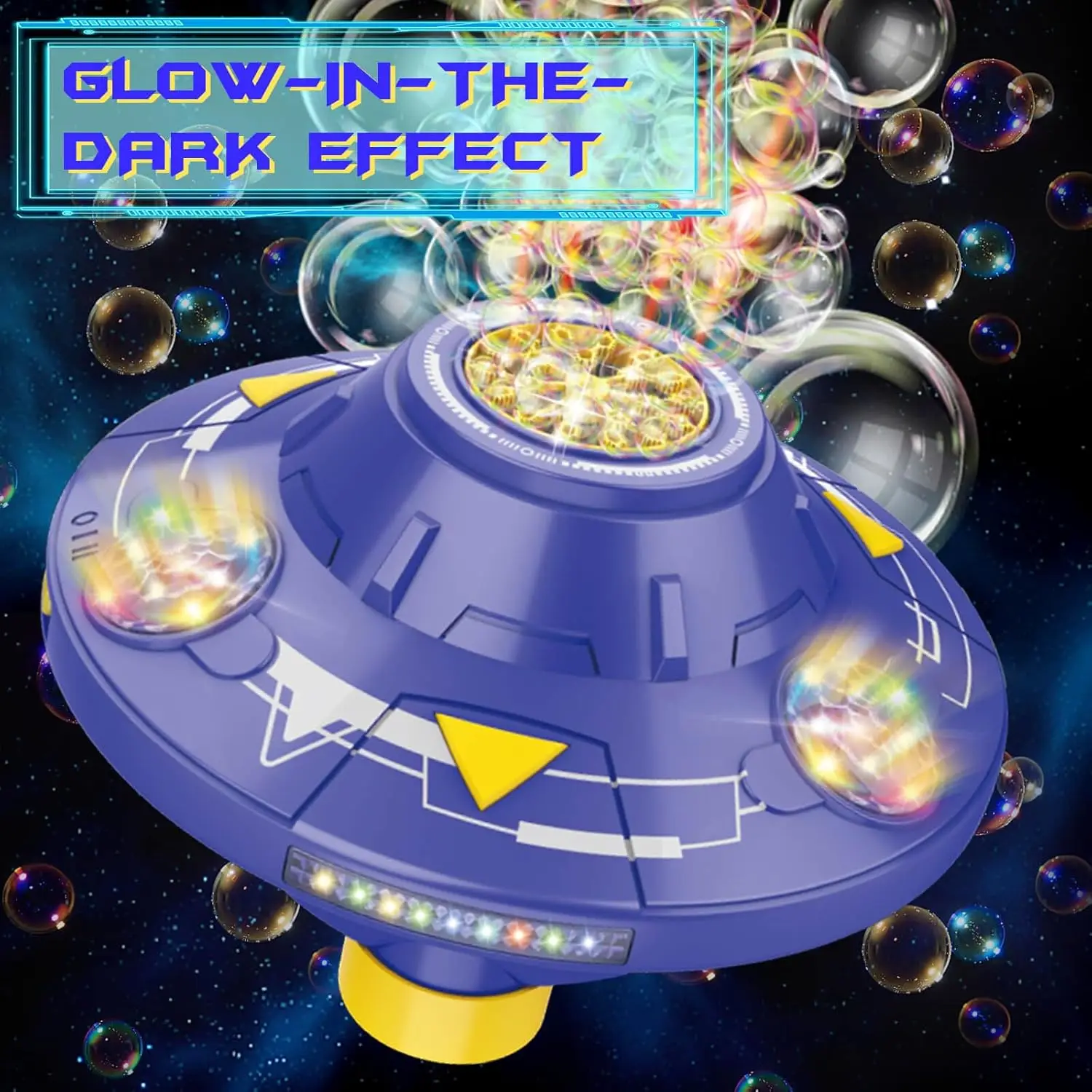 

32 Hole Bubble Machine Intelligent Rotating Obstacle Avoidance Flying Saucer Automatic Soap Bubble Blower Maker Kid Outdoor Toy