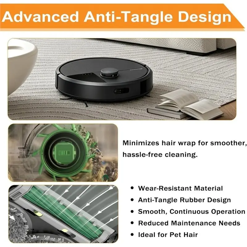 【A66I】For Irobot Roomba Plus 405/505/507 Combo& 205 Dust Compactor Vac 4-Pack Multi-Surface Rubber Main Brushes Dustcompactor