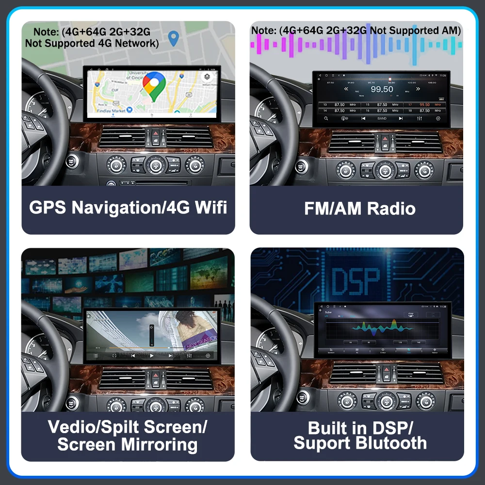 12.3" Ultra-thin Screen Android 16 BT for BMW 5 Series E60 E61 E62 2004-2008 CIC CCC System 4G Car Radio Video Multimedia Player view 4