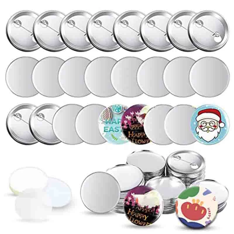 

100 Sets Blank Button Making Supplies 58Mm/2.25 Inch Metal As Shown For Button Maker Machine Round Badge Pin Button Parts