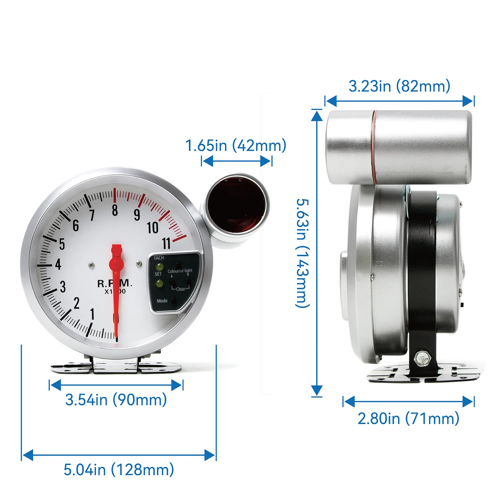 5인치 범용 자동차 타코미터 게이지 7색 백라이트 0-11000RPM 미터 변속등 포함 미국발송