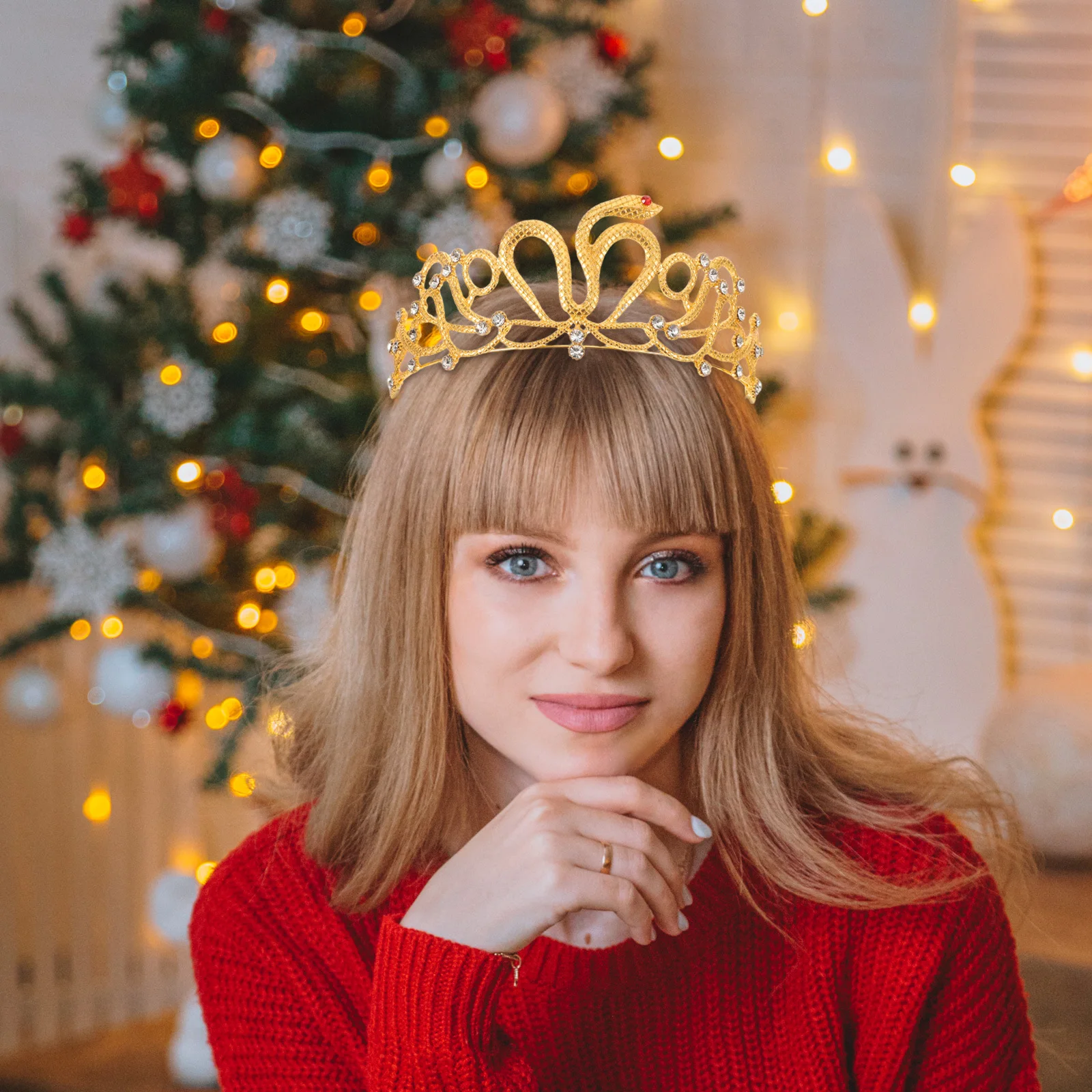 

Rhinestone Snake Crown Bridal Wedding Tiara Headpiece Costume Party Birthday Hair Accessories for Bride Halloween