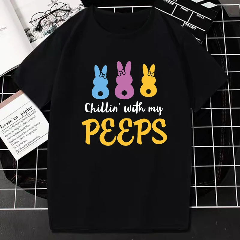 Easter Bunny TShirt กระต่ายอีสเตอร์วันไข่วันเด็กหญิงเด็ก Tee Casual แฟชั่น Streetwear Unisex เสื้อยืดขนาดใหญ่ Camisetas