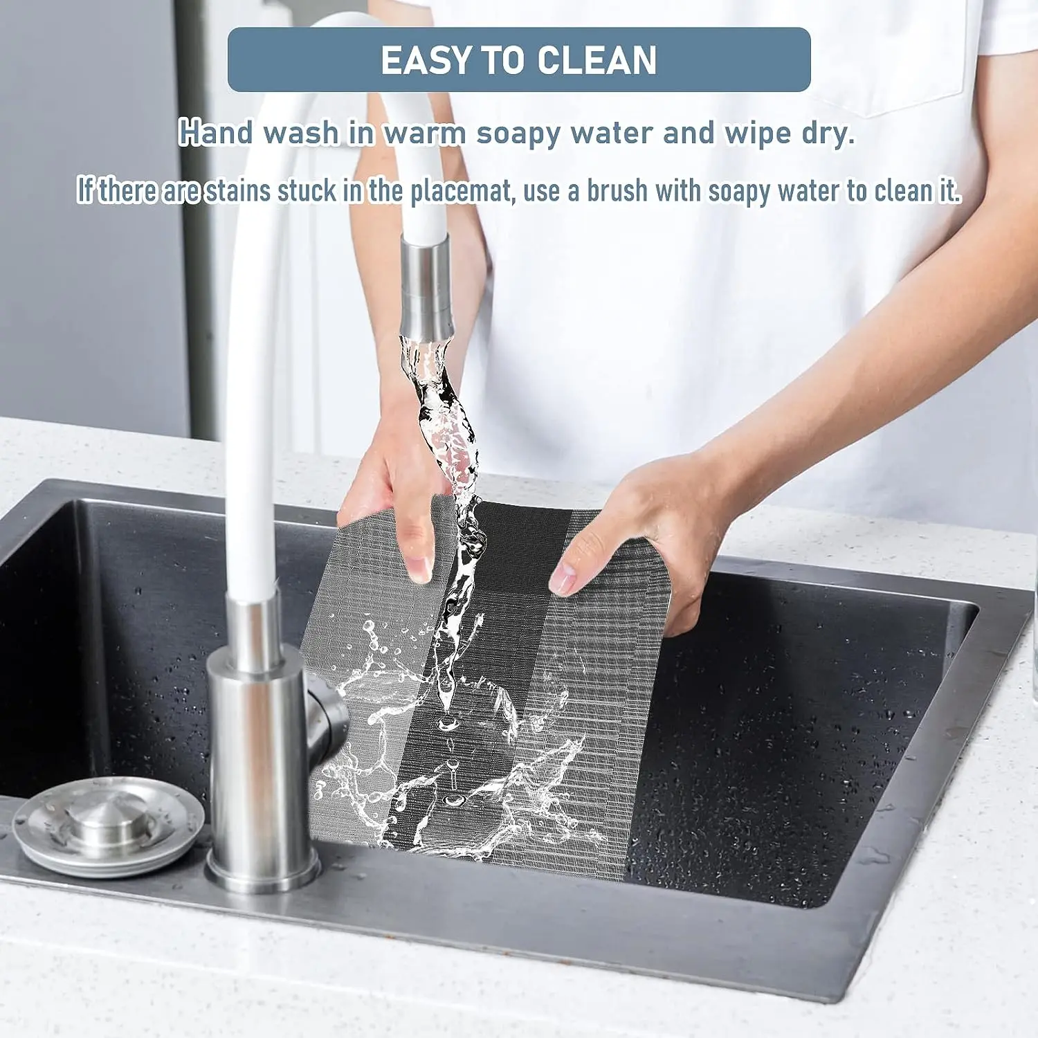 مجموعة من 6 مفارش وأكواب أنيقة من الفينيل المنسوج، مفرش مكان مقاوم للحرارة وغير قابل للانزلاق وقابل للغسل لفرش طاولة الطعام