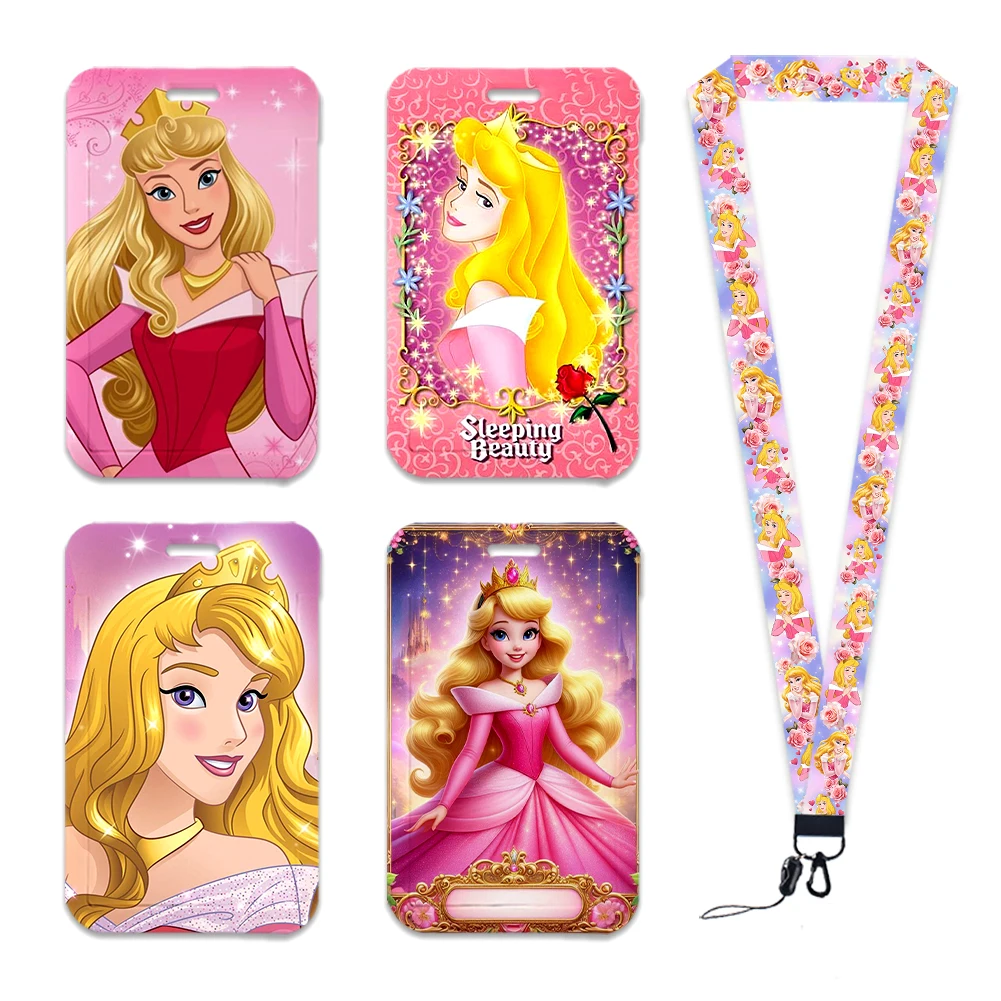 

Disney Sleeping Beauty Aurora Princess Lanyard For Keys Chain ID Credit Card Cover Bus Card Holder Charm Badge Holder Straps