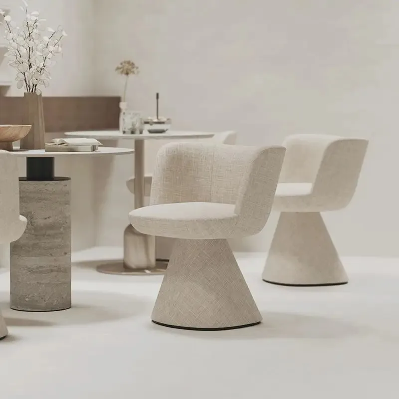 イタリアのシンプルなダイニングチェア回転可能な化粧椅子クリームスタイルホームベッドルーム北欧化粧スツールホテルレセプションチェア家具