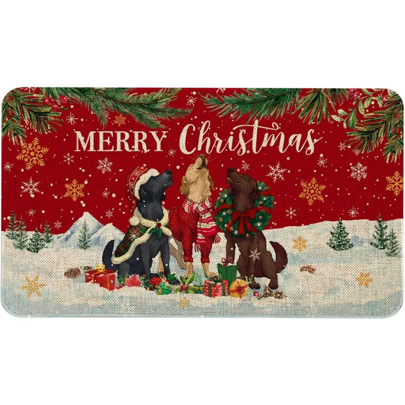 

Christmas Dog By Mat 50X80cm Indoor and Outdoor Entrance Decoration Welcome Mat Floor Mat