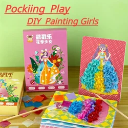 DIY Painting Sticker Craft Toys Hand-made Poke Poke Painting Princess Poke Fun 2023 Princess Dress Up Drawing Puzzle