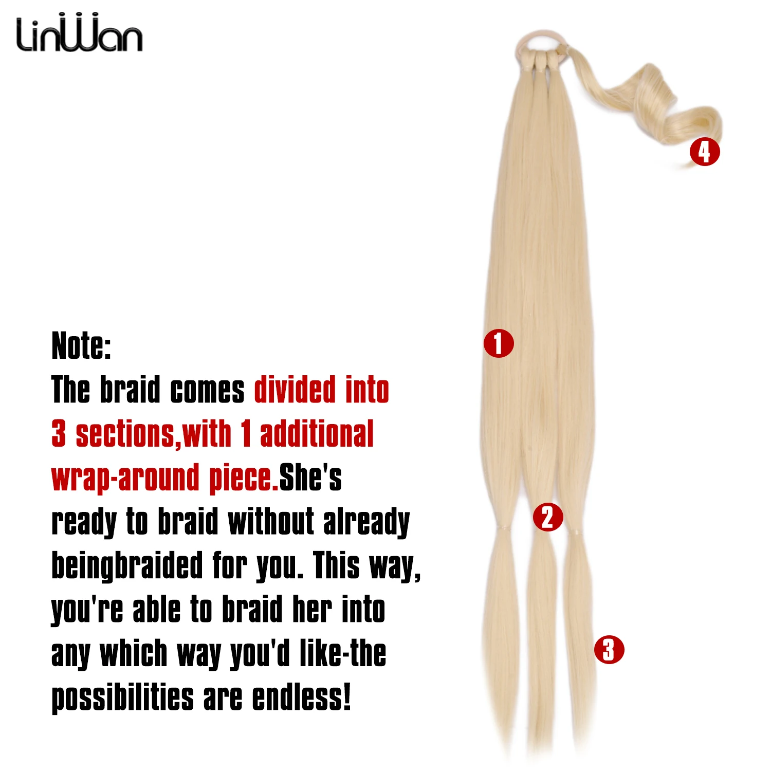 Long Synthetic Braided Ponytail Hair Extension For Women Blue Black Brown Hairpiece Pony Tail With Hair Tie Fake Hair Extensions