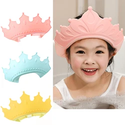 Children Waterproof Shampoo Cap Crown Baby Shower Cap Adjustable Size Cartoon Bath Visor Infant Hair Shield Ear Protection