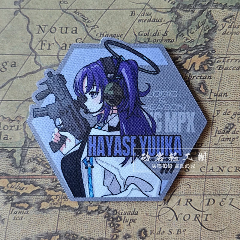 

2D синий архив Hayase Yuuka, тактические нашивки на крючках и петлях для одежды, повязка на руку, персонализированная наклейка на рюкзак