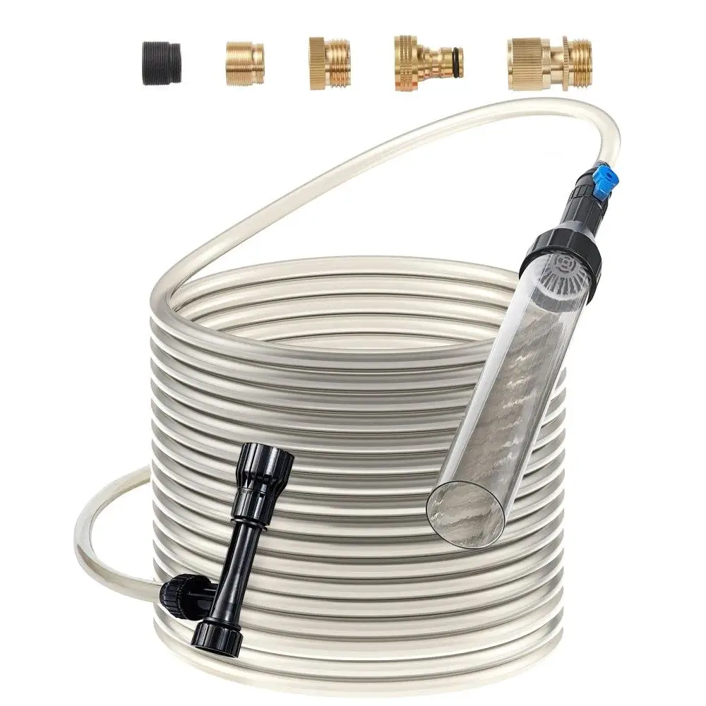 

Aquarium Vacuum Gravel Cleaner 50ft PVC Hose for fish Tank Siphon Cleaner 3 Brass Adapters for Gravel Sand Cleaning