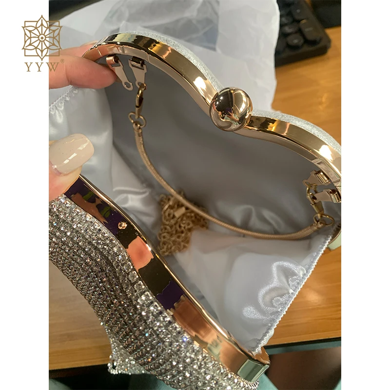 Luxury Heart Shape Bling Evening Bags Purses Clutch with Handle Women Wedding Party Engagemnt Birthday Handbag bolsa feminina