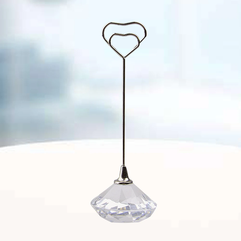 مشبك حامل صور على شكل قلب 40 مم، مشبك ملاحظة ممتاز لبطاقات المذكرات، حامل الرسائل، منظم سطح المكتب الكريستالي #5