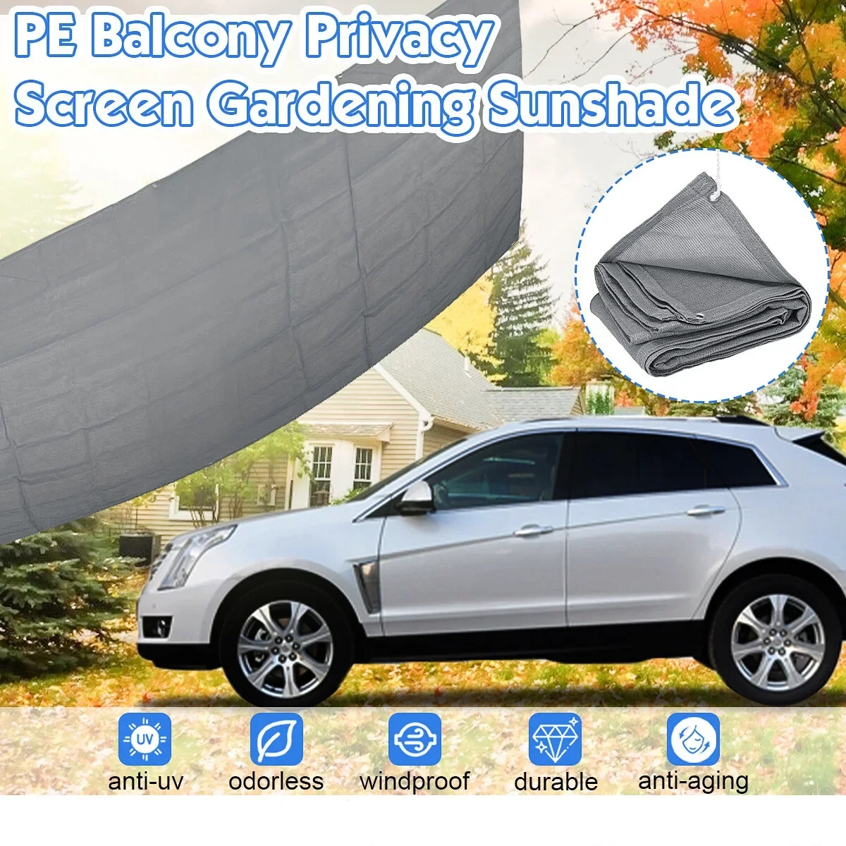 2x2M Anti-UV Sunshade Net PE Car Cover Outdoor Garden Sunblock Shade Cloth Net Balcony Privacy Screen Plant Greenhouse Cover