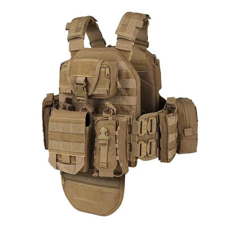 YAKEDA Quick Release Chaleco Tactical Plate Carrier Molle Crotch Protection Tactical Vest 1000D polyester