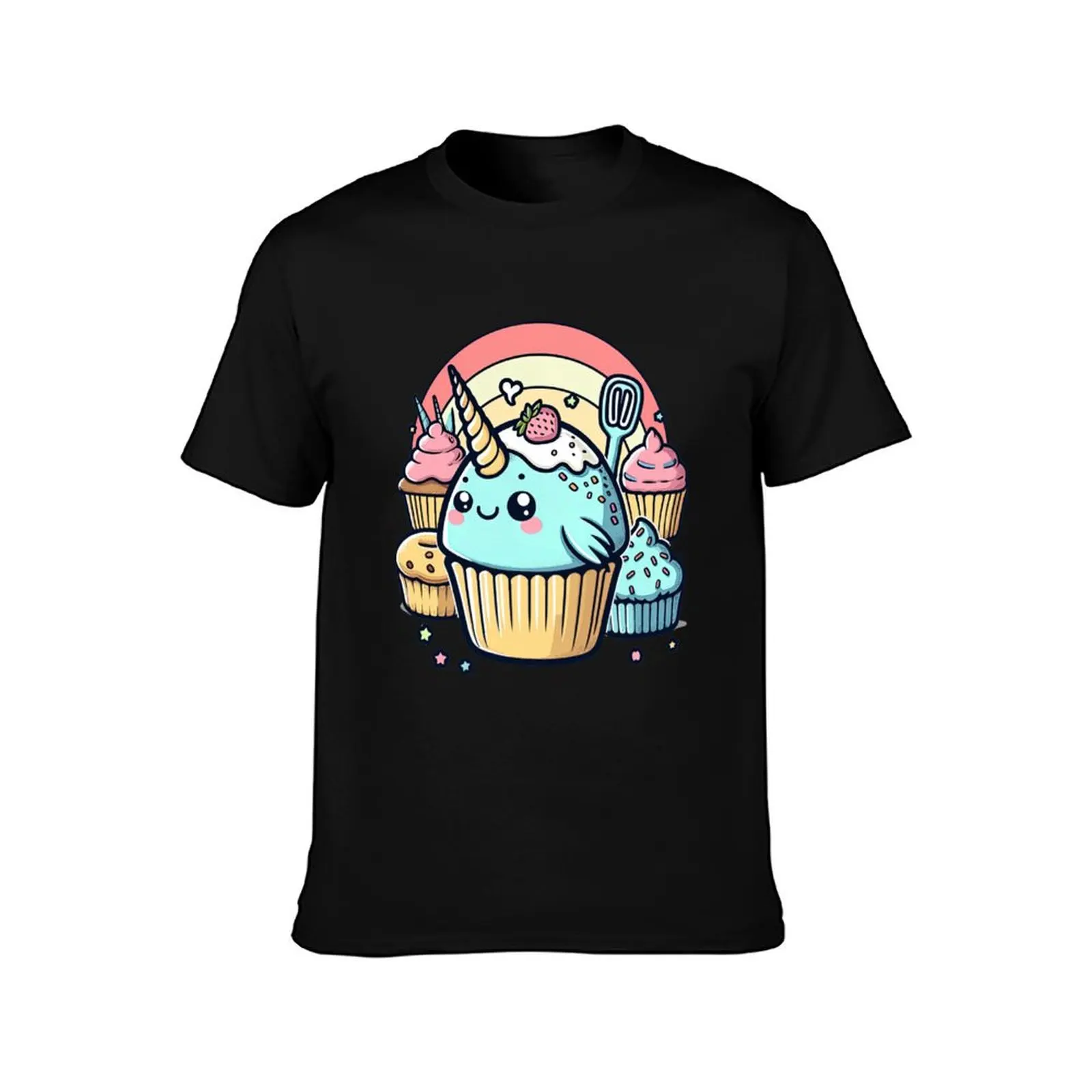 Narwhal Nibbles Muffin T-Shirt Basic Plain Short Sleeve Crew Neck Tee T-Shirt