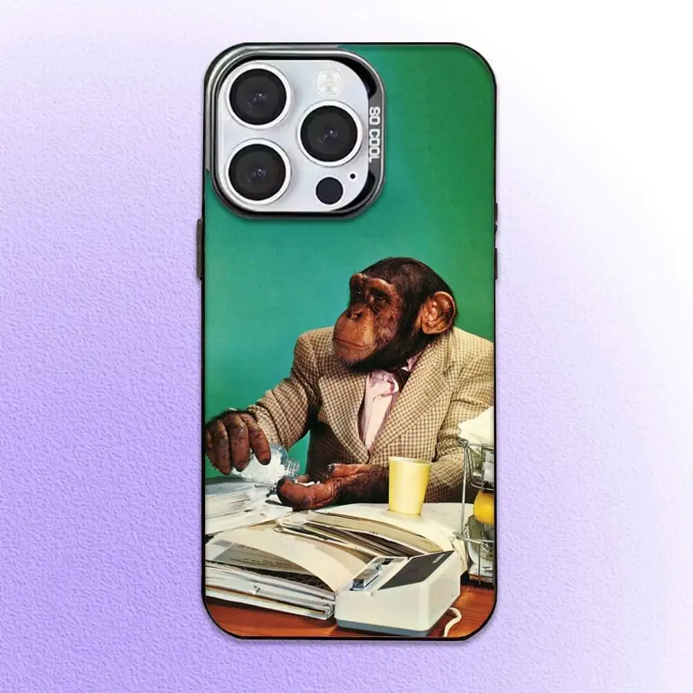 Monkey Gorilla Ape COOL  Phone Case For iPhone17,16,15,14,13,12,11 Plus,Pro Max Colored Silver Plated Inside Cover