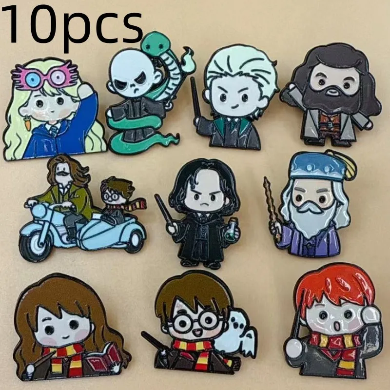 10pcs Magic School Movies Lapel Pins Cartoon Inspiration Enamel Brooches For Bag Clothes Badge Jewelry Gifts For Movie Lovers