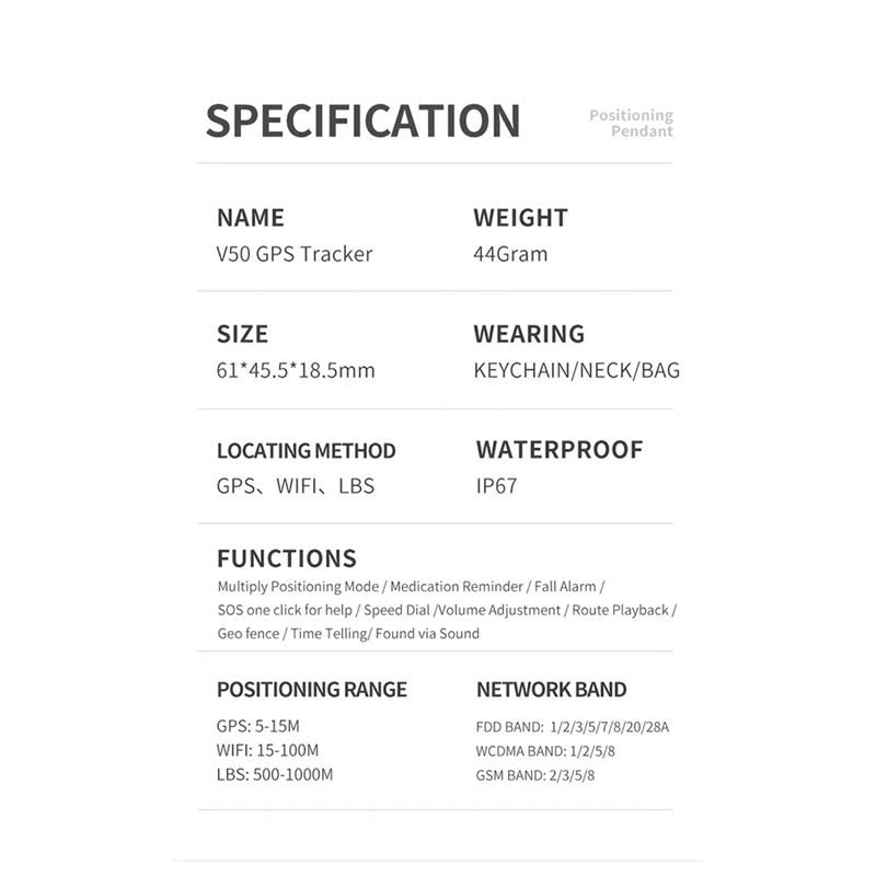 4G Wireless Portable Mini Personal GPS Tracker Pendant Wterproof Anti Lost For Elderly SOS Help Durable