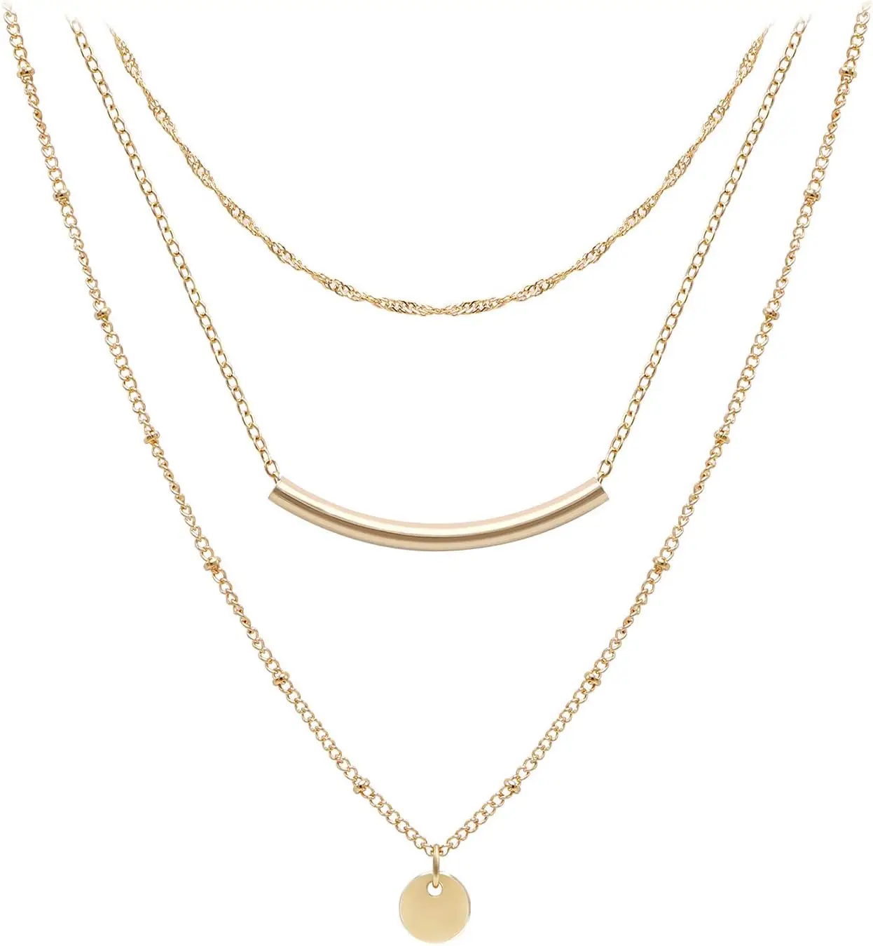 

Elegant Layered Choker Necklaces with Star & Pearl Pendant, Adjustable Gold Plated Chain for Women