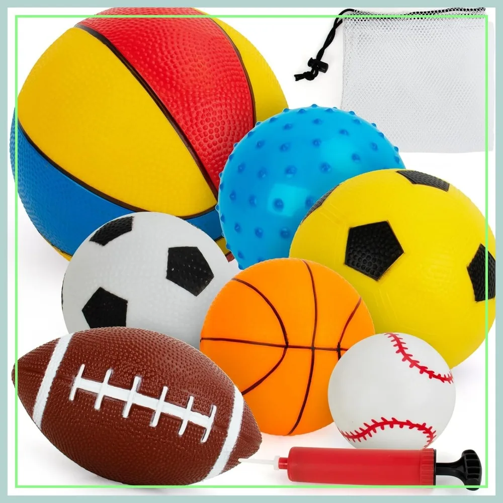 

Soft Foam Ball Set for Toddlers 1-3, 7-Pack Sports Balls with Pump and Bag