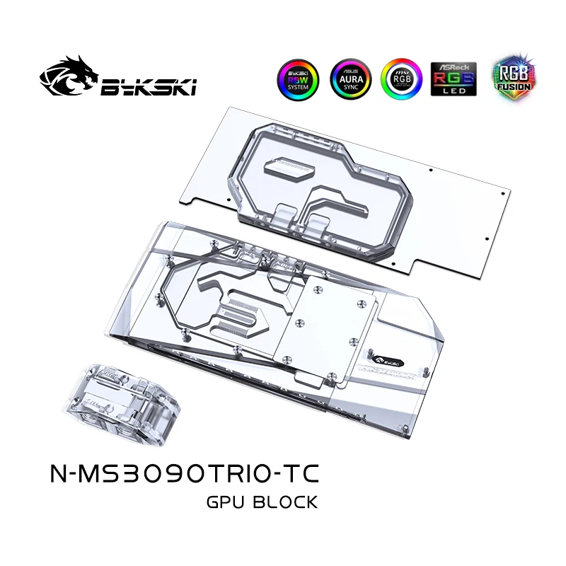 Imagem -02 - Bykski Bloco de Água para Msi Rtx3090 3080 3080ti Gaming x Trio 24g oc Backplane Água Refrigerando Gpu Cartão Cobertura Completa Radiador Cobre