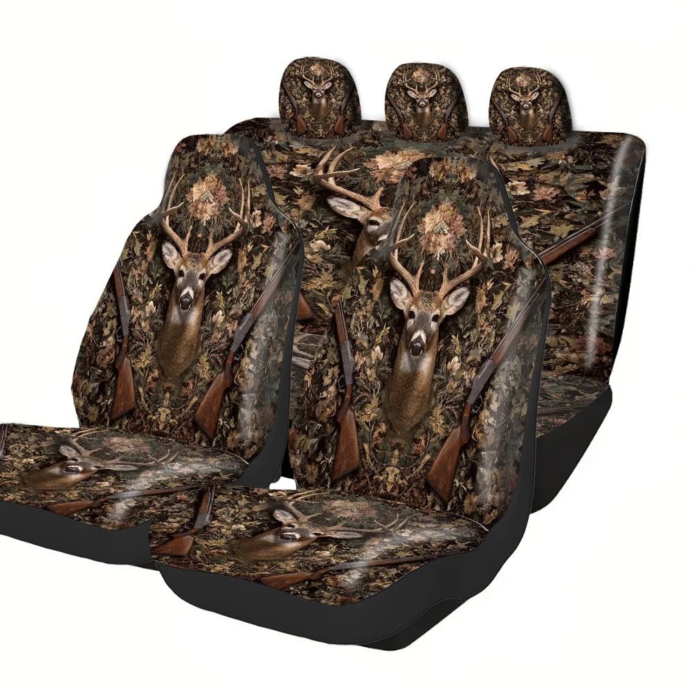 Car Seat Covers - Halloween Christmas New Year Easter Lucky Gift For Friends Premium Deer Head Shotguns Floral Pattern Universal