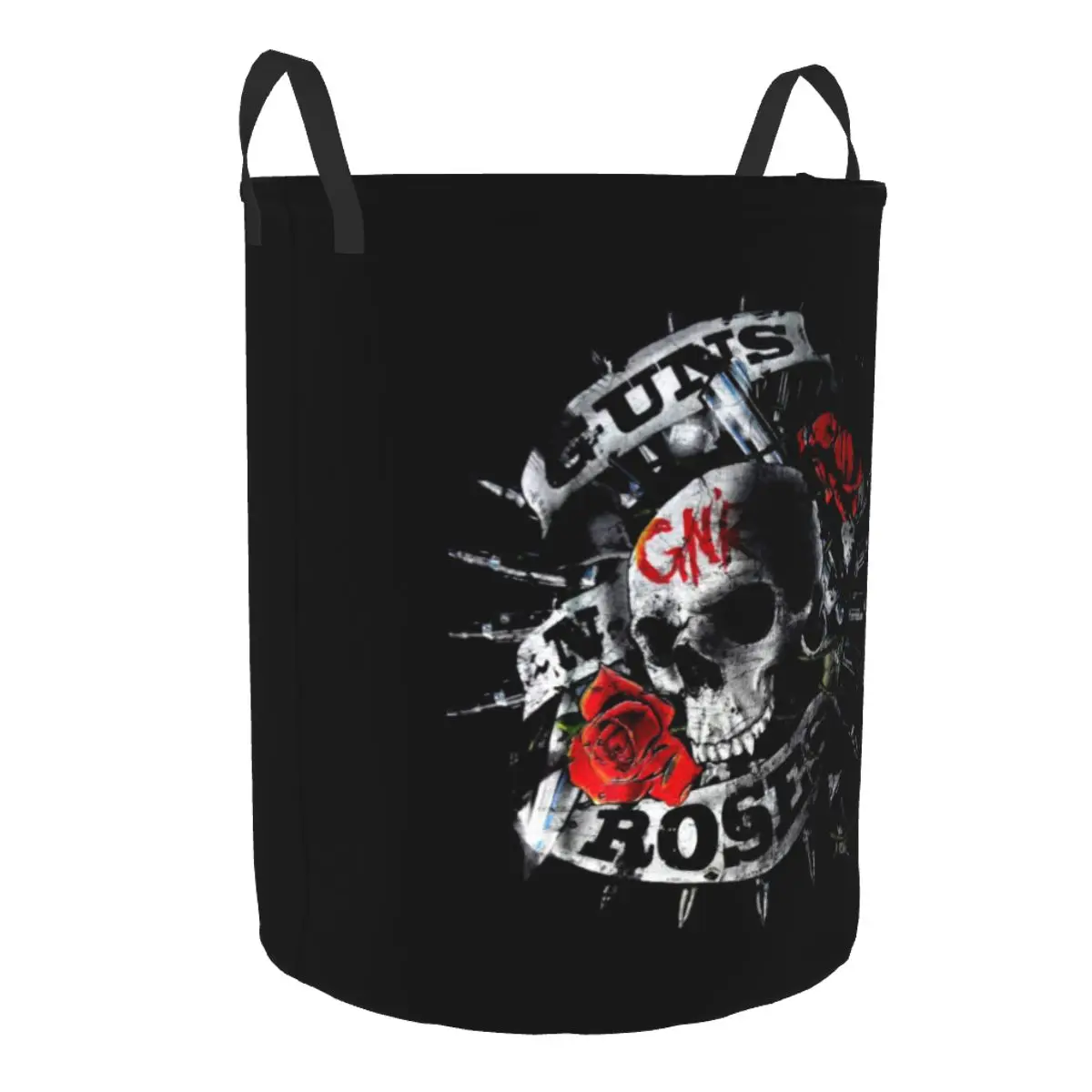 Guns N Roses Heavy Metal Laundry Hamper Large Clothes Storage Basket Bullet Logo Toy Bin Organizer for Kids