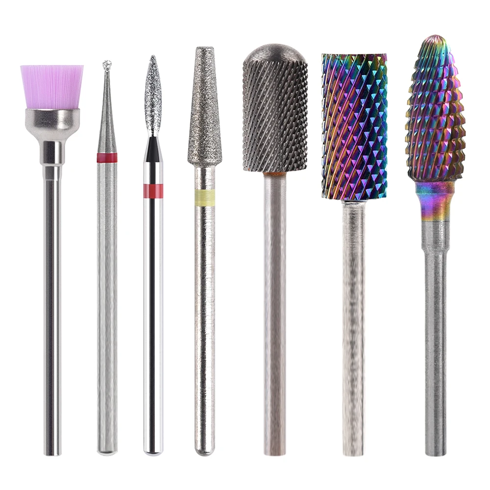 

KADS 7Pcs Tungsten Carbide Ceramic Electric Nail Drill Bits Set 3/32” Cuticle Diamond Bits For Acrylic Gel Nails Manicure Tools