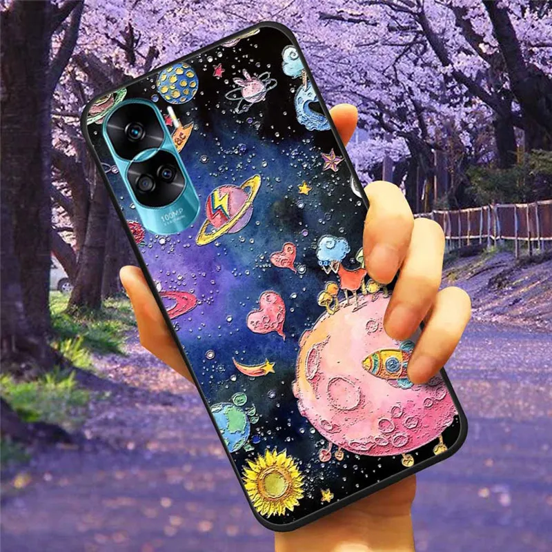 For Honor 90 Lite Case Honor90 5G 3D Relief Flower Emboss Soft Silicone Funda Covers for HONOR 90 Pro 90Lite Paint Coque Para