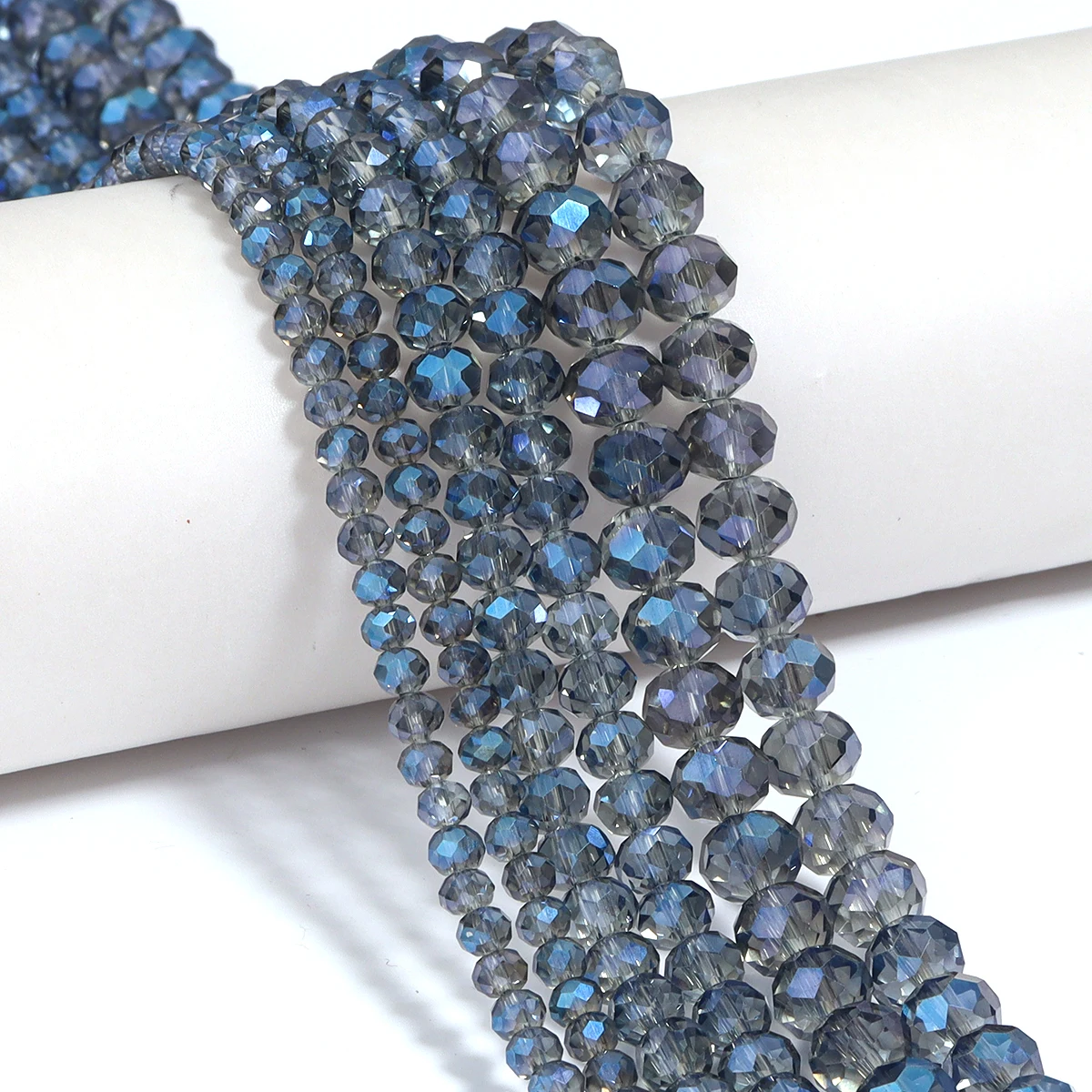 Perline di vetro cristallo austriaco sfaccettato blu trasparente 4 6 8mm Perline distanziatrici rondelle sciolte per creazione di gioielli Bracciale fai da te 15'' pollici