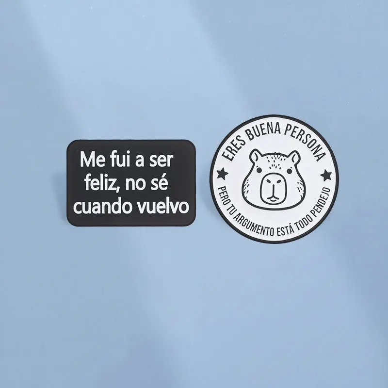 Funny Spanish Water Capybara Brooch Quirky Cartoon Gift Metal Badges Pins for DIY Clothes Bags Hat Scarf T-shirt Jeans Accessory