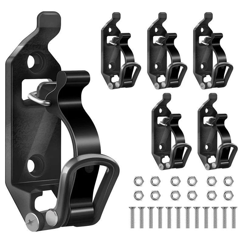 6 Pcs Garage Rack Metal Rack Metal Rubber Clamp Mounting Brackets, Durable Axe Holder Clamp Mount Kit (Black)