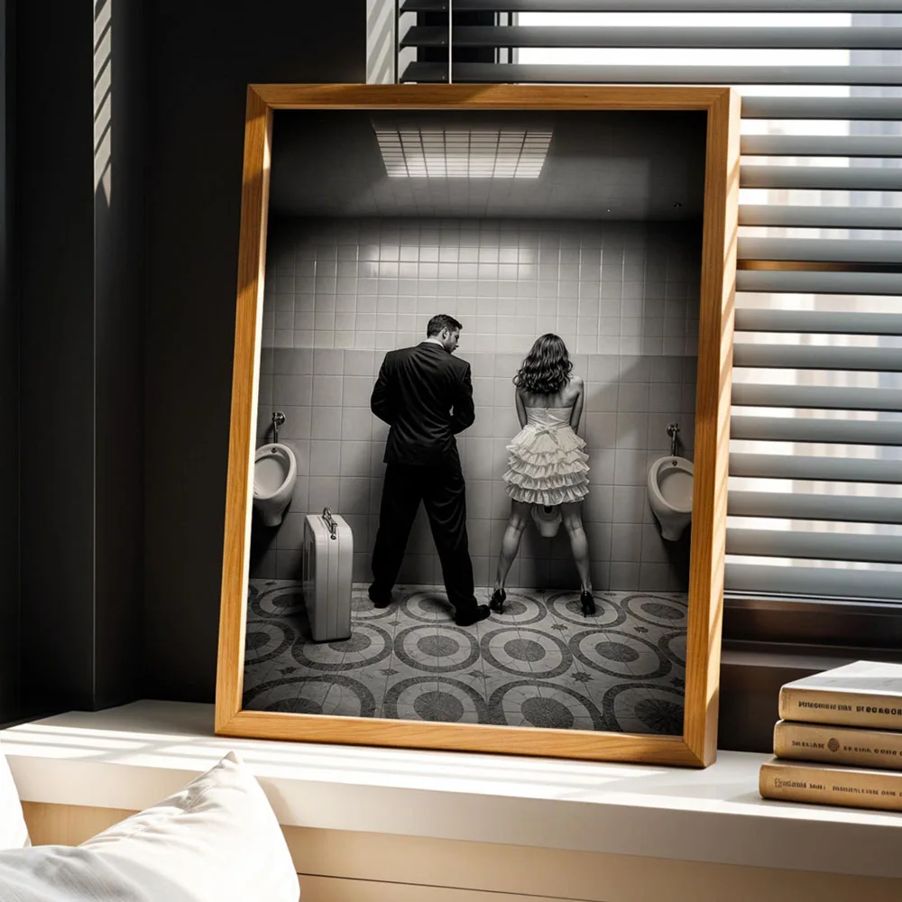 Divertido baño género igualdad carteles artísticos lienzo pintura impresión habitación hogar cocina Bar baño decoración de pared de habitación