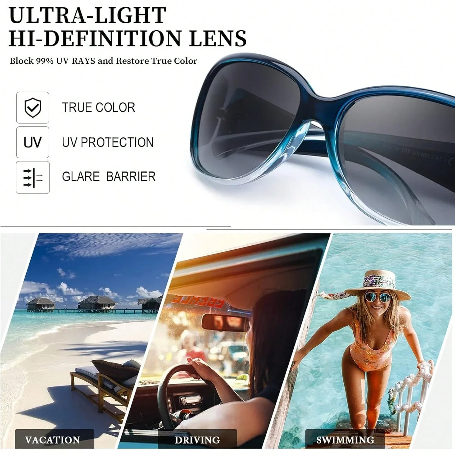 

Polarized Sunglasses For Women With Butterfly Decor UV400 Protection Ultra Light