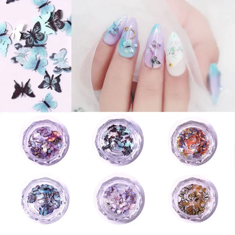 Hot selling nail wood pulp butterfly pure handmade three-dimensional mini nail butterfly nail art decorations