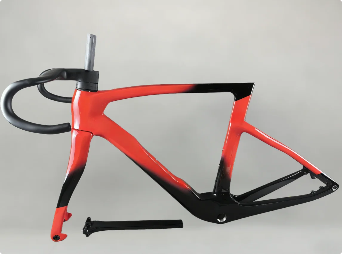 

New UD T1100 Carbon Road Bike Frame Disc Brake or Brake Frame with Handlebar BB68 Red Black