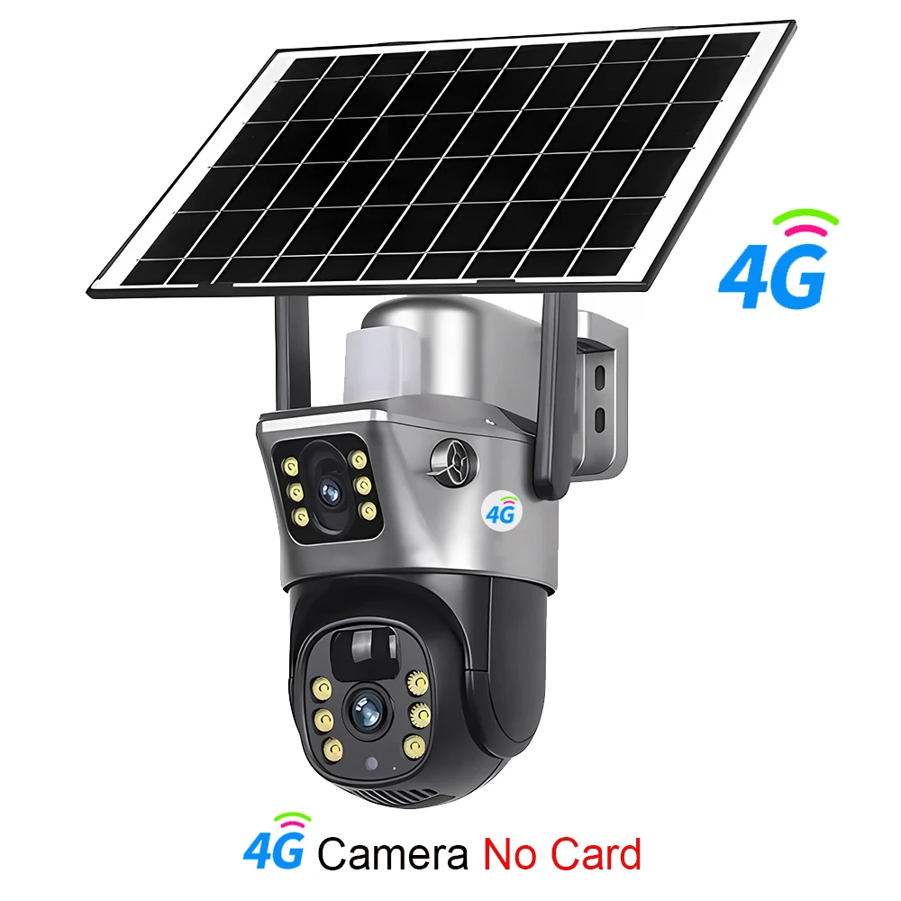 4G/WiFi対応 ソーラーカメラ デュアルレンズ 屋外 8MP 4K 低電力