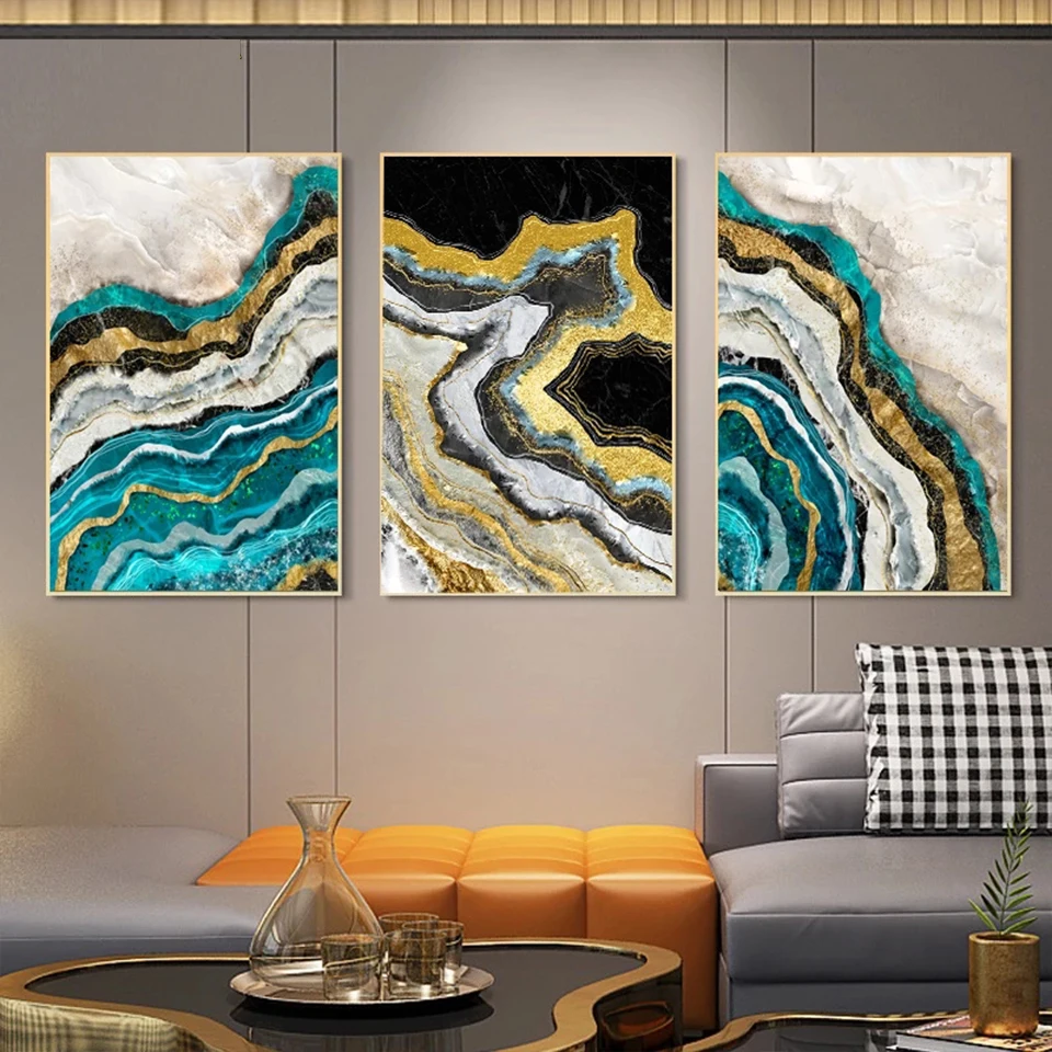 

Modern Nordic Simplicity Lines Diy Diamond Painting Full Drill Abstract Golden Green Diamond Embroidey Mosaic Art Decor