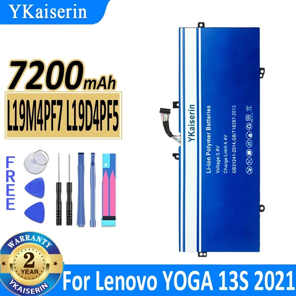 YKaiserin 7200mAh  L19M4PF7 L19D4PF5 Replacement Battery for Lenovo YOGA 13S 2021/7 for Carbon 13ITL5 Laptop Batteries Warranty