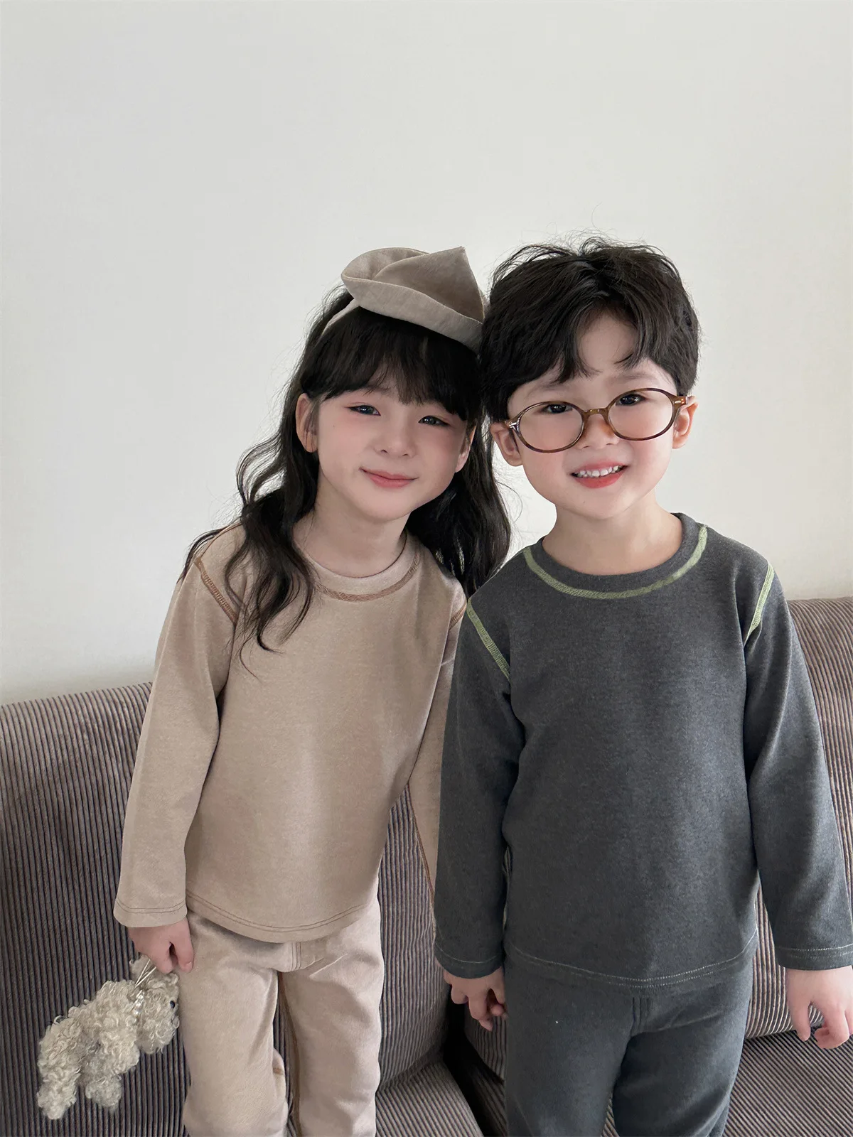 Girls Suits 2024 New Winter Childrens Wear Korean Style Girls Baby Cashmere Cashmere Warm Line Autumn Clothing Two-piece Set image 6