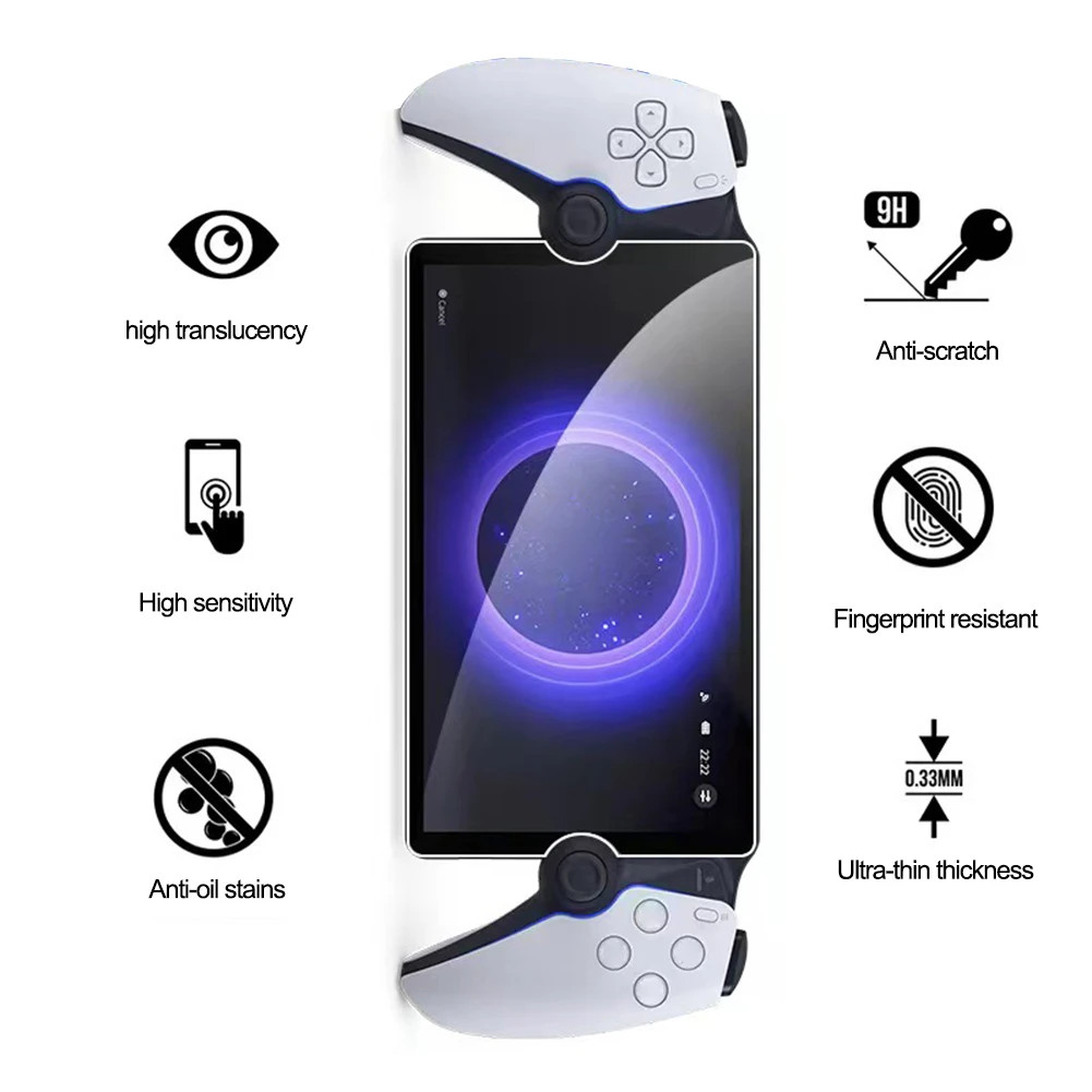 Tempered Film 0.33mm Ultra Clear Screen Protection Film Anti-Fingerprint Bubble Round Edge Screen Protector Film for PS5 Portal